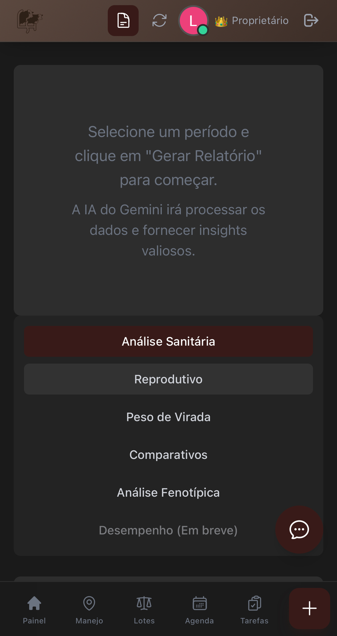 Tela principal do aplicativo